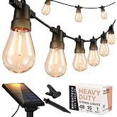 Brightech Ambience Pro Solar Powered Outdoor String Lights, 48 ft Commercial Grade Waterproof Patio Lights, 15 Edison Bulbs, 
