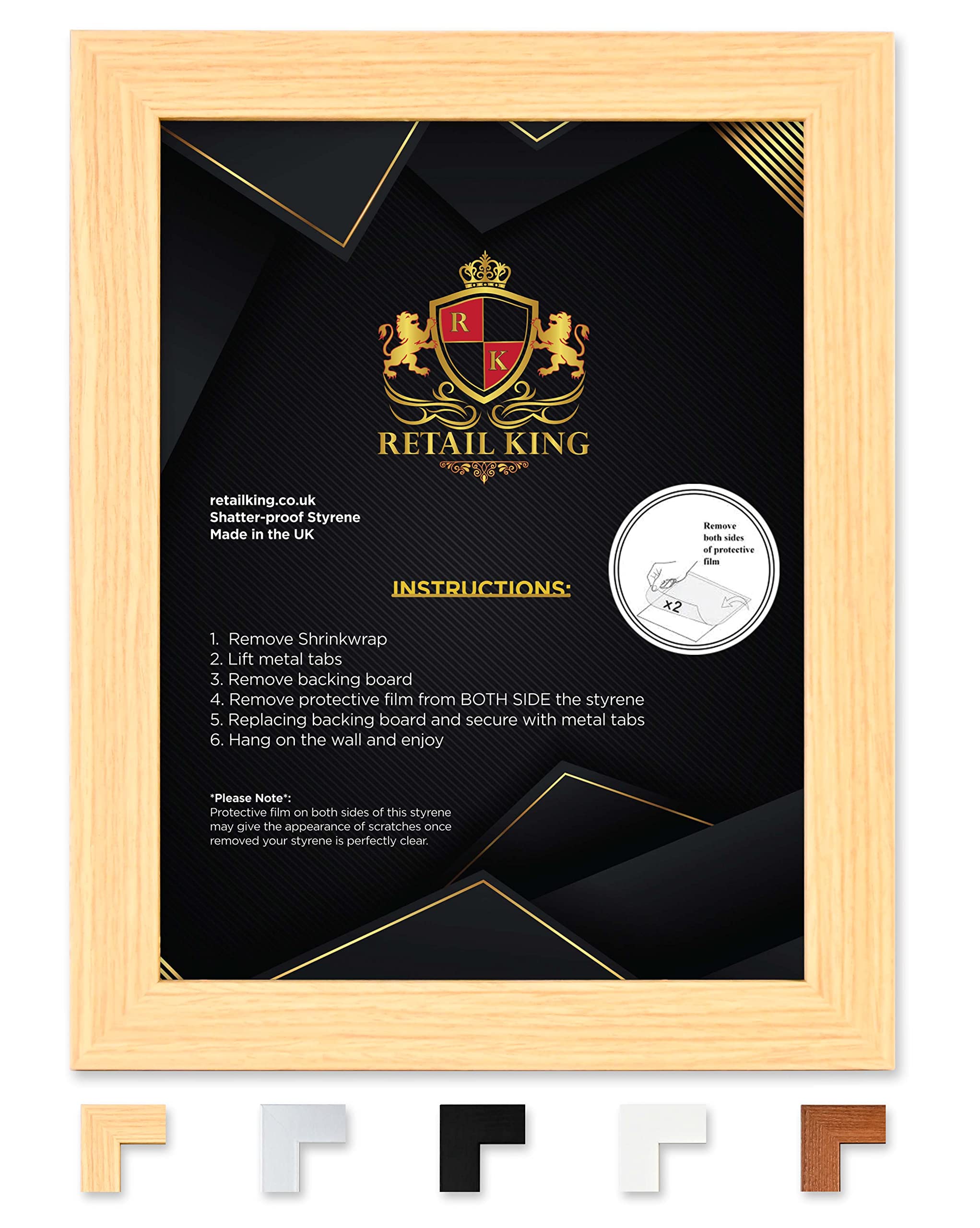 RK RETAIL KING Modern Wooden Effect Photo Frames | Home Decor Picture frames | Tabletop & Wallhanging Poster Frames | Safe Perpex Front & Wall Mounting Frames (Oak, A4-210 * 297mm)