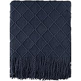 BATTILO HOME Navy Throw Blanket for Couch, Decorative Navy Blue Throw Blanket for Sofa Bed Room Decor, 50"x60"