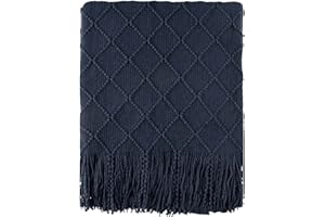 BATTILO HOME Navy Throw Blanket for Couch, Decorative Navy Blue Throw Blanket for Sofa Bed Room Decor, 50"x60"