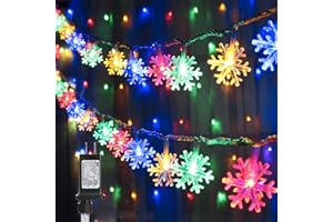 Joomer Christmas Lights,Snowflake String Lights 100 LED 33FT String Lights Plug in Fairy Lights 8 Modes Waterproof Connectabl