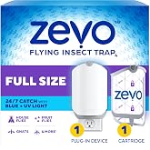 Zevo Flying Insect Trap for Fruit Flies &amp; Gnats, 1 Plug-in Base &amp; 1 Refills | Catches Fruit Flies &amp; Gnats Near Fruit Bowls &amp; Trash Bins, Spray-Free, Odor-Free, Blue &amp; UV Light Trap, Safe for Kids &amp; Pets*