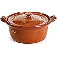 Ancient Cookware, Mexican Clay Lidded Cazuela Pot, Large, Terracotta, 4.5 Quarts