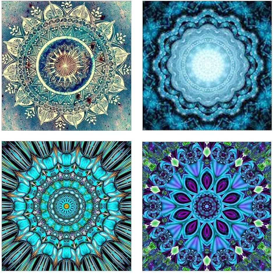 Caudblor DIY 5D Full Drill Diamond Painting Set Decorating Cabinet Table Stickers Crystal Rhinestone Diamond Embroidery Paintings Pictures for Study Room,Flower Painting,4Pack