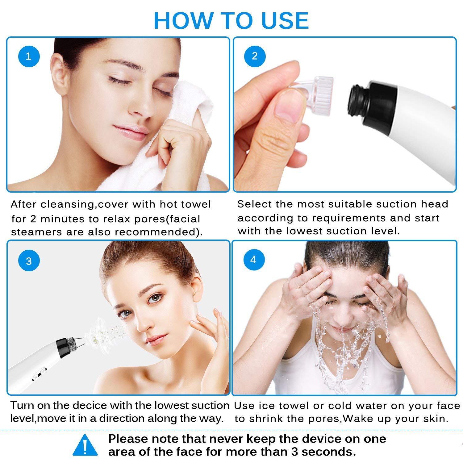 Blackhead Remover, Pore Vacuum Electric Blackhead Vacuum Extractor Clean Tool - Comedo Pore Beauty Device with 6 Probes for Blackhead Remover Vacuum Suction Cleanser Microdermabrasion Pimple Extractor: Beauty