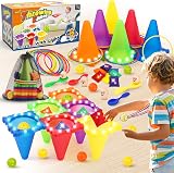 Eocolz 49PCS Carnival Game Set LED Cones Ring Toss Bean Bags Kids Outdoor view 7
