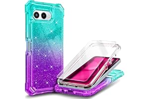 NZND Designed for T-Mobile REVVL 8 Phone Case, Glitter Aqua/Purple | with Screen Protector, Full-Body Shockproof Protective Rugged Impact Resist Bumper Cover