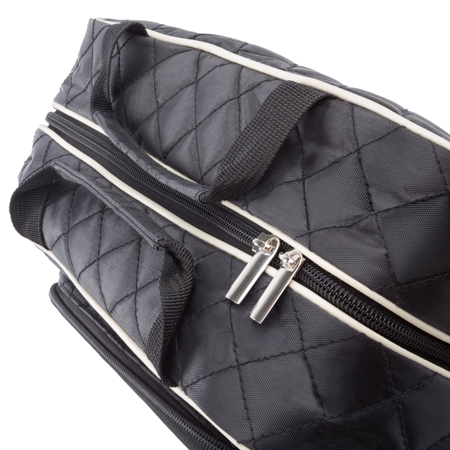 Ellis James Designs Large Travel Toiletry Bag for Women with Hanging Hook, Black, Big Wash Bags - Hair Dryer Case - Multi-use Toiletries Kit Cosmetics Makeup XL Bathroom Organizer Suitcase Luggage