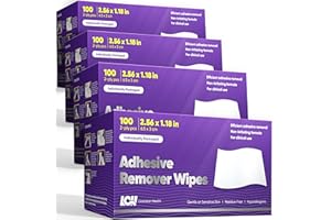 LIVACLEAN HEALTH 400 CT (4 Pack) Adhesive Remover Wipes – Sting-Free & Gentle – Medical Adhesive Remover for Skin – 2 Ply 2.56x1.18in (6.5x3cm) – Adhesive Wipes for Bandage, Tape, Dressings and Ostomy Residue