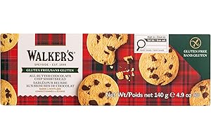 Walker's All Butter Gluten-Free Chocolate Chip Shortbread Rounds, Crunchy and Delicious, Gluten Free Cookies, Dark Chocolate 