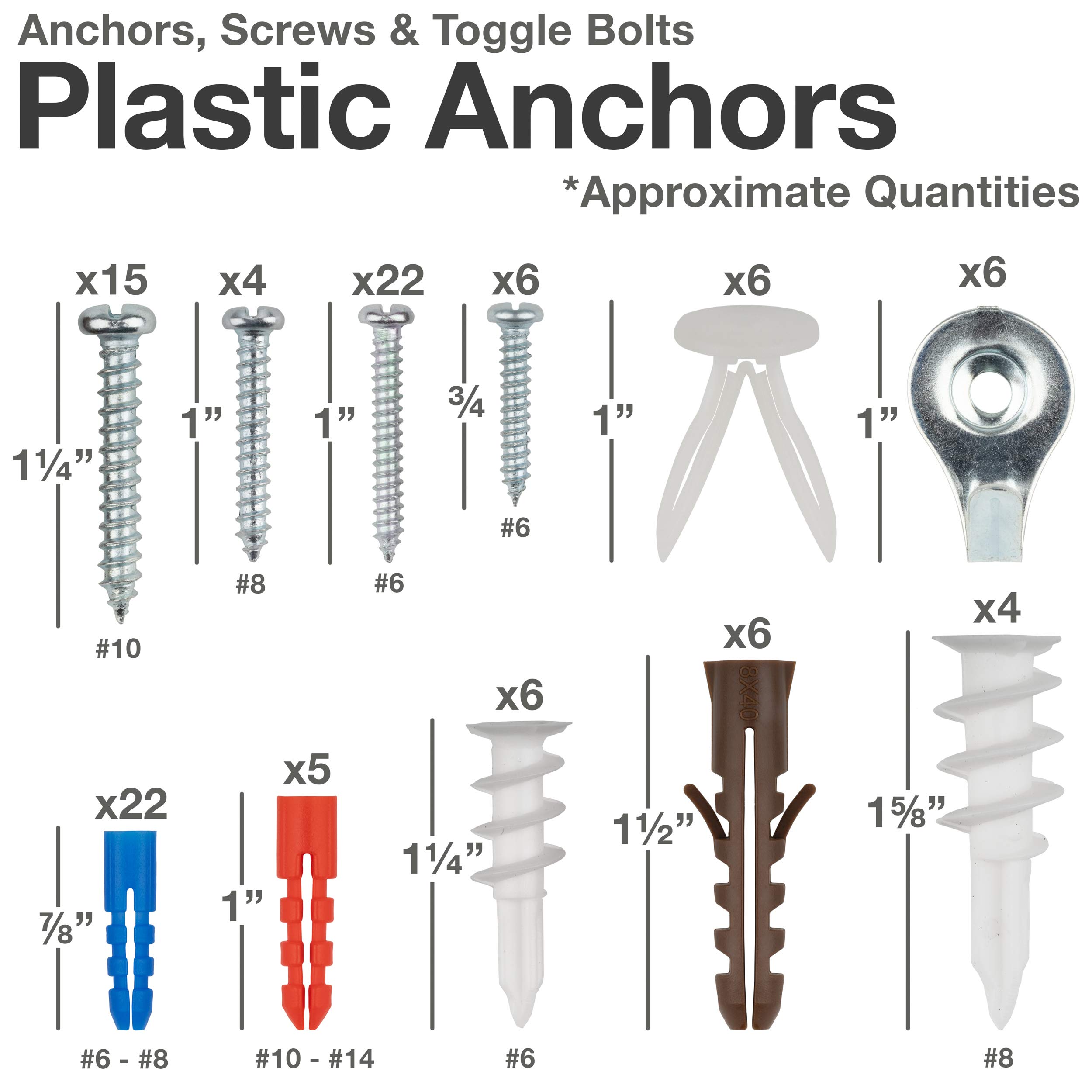 Qualihome Drywall and HollowWall Anchor Assortment Kit, Anchors