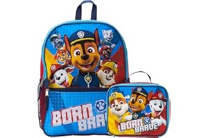 Fast Forward Kids Backpack - Disney Frozen Spider-Man Paw Patrol - 15" School Bookbag with Lunch Box for Boys and Girls, Paw Blue/Red