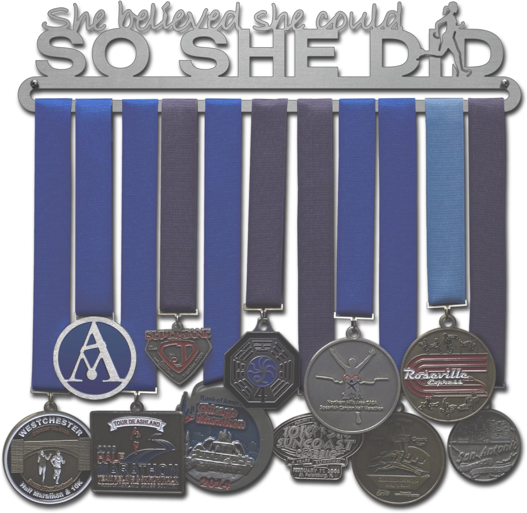 Allied Medal Hangers - She Believed She Could So She Did - Medal Hanger Holder Display Rack - Multiple Hang Up to 90 Medals!