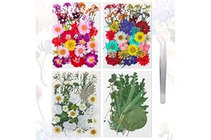 CHIFFONADE 137pcs Red Dried Flowers for Resin Nails, Real Natural Pressed Flowers with Tweezer, Dry Leaves Bulk Natural Herbs Kit for DIY Art Crafts, Candle Soap Making, Epoxy Jewelry