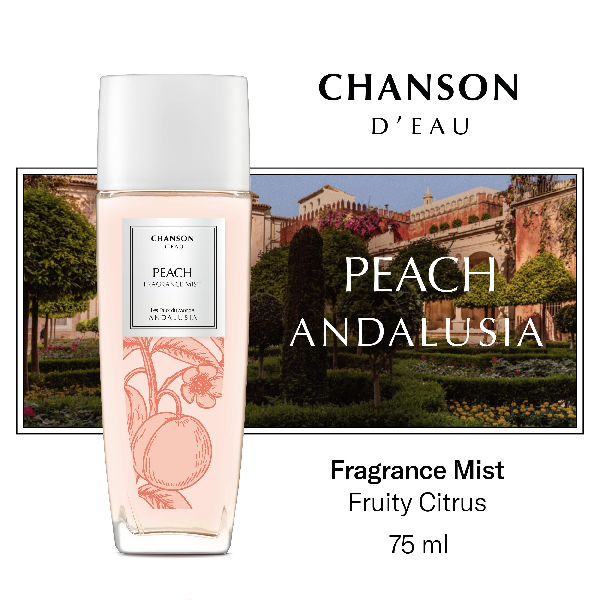 Chanson Peach Hair & Body Mist for Women 2.5 fl oz (Pack of 1), Notes of Bergamot, Peach, and Musk, Women\'s Fragrance, Long Lasting, Everyday Fragrance, Travel Size