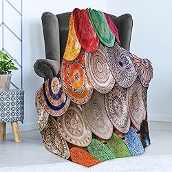 Ambesonne Moroccan Throw Blanket, Traditional