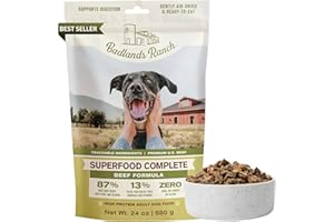 BADLANDS RANCH - Superfood Complete, Adult Dog Food, Air-Dried, High Protein, Zero Fillers, Superfood Nutrition by Katherine Heigl (24 oz., Beef Formula)