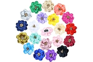 Cinaci 20 Pieces 6cm/2.4" Solid Satin Flower Hair Ties Floral Hair Scrunchies Rubber Bands Elastics Ropes Pigtail Ponytail Holders Hair Accessories for Baby Girls Infants Toddlers Kids Teens