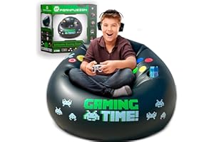 FRANFUSION Inflatable Gaming Chair for Kids & Teens with Cup Holders and Side Pocket - This Air Gaming Bean Bag Chairs for kids is The Perfect Furniture for Gamer Room Decor - Perfect Gaming Stuff for boys 4-12