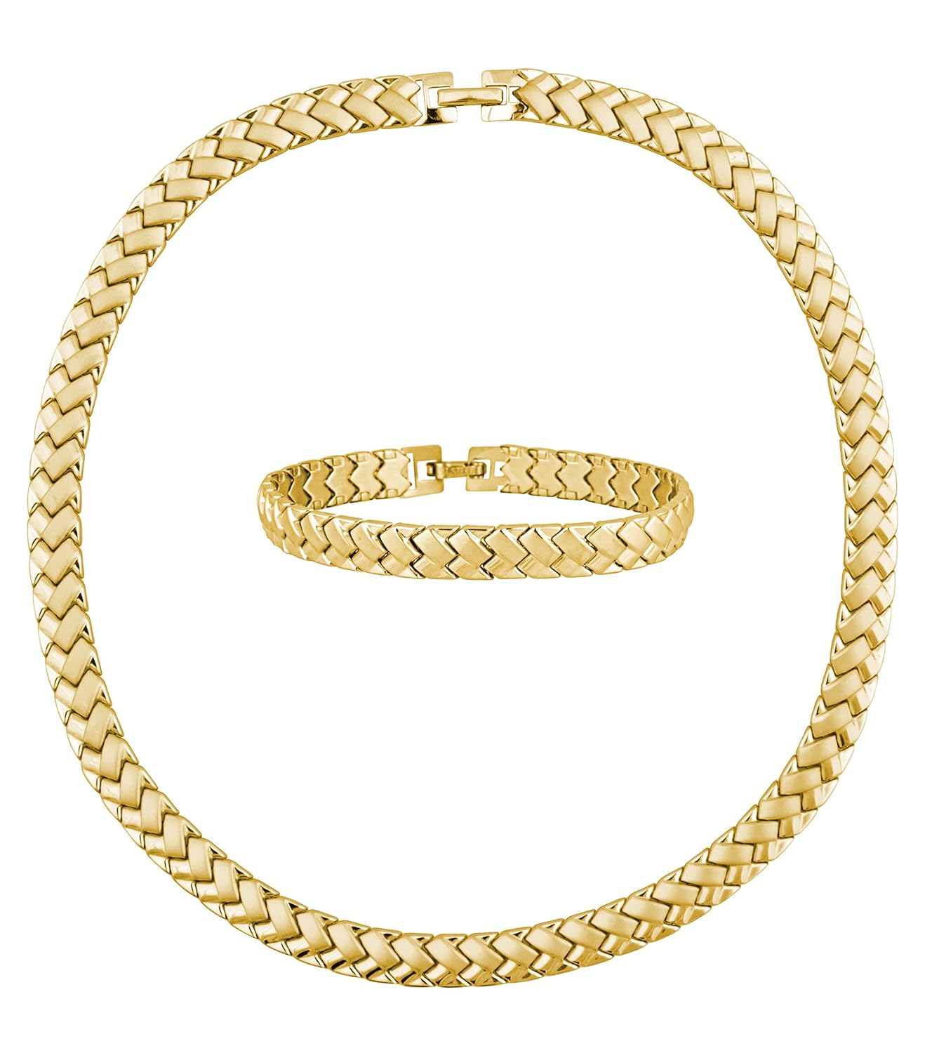 Ladies Jewelry Gift Set Necklace & Bracelet Yellow Gold