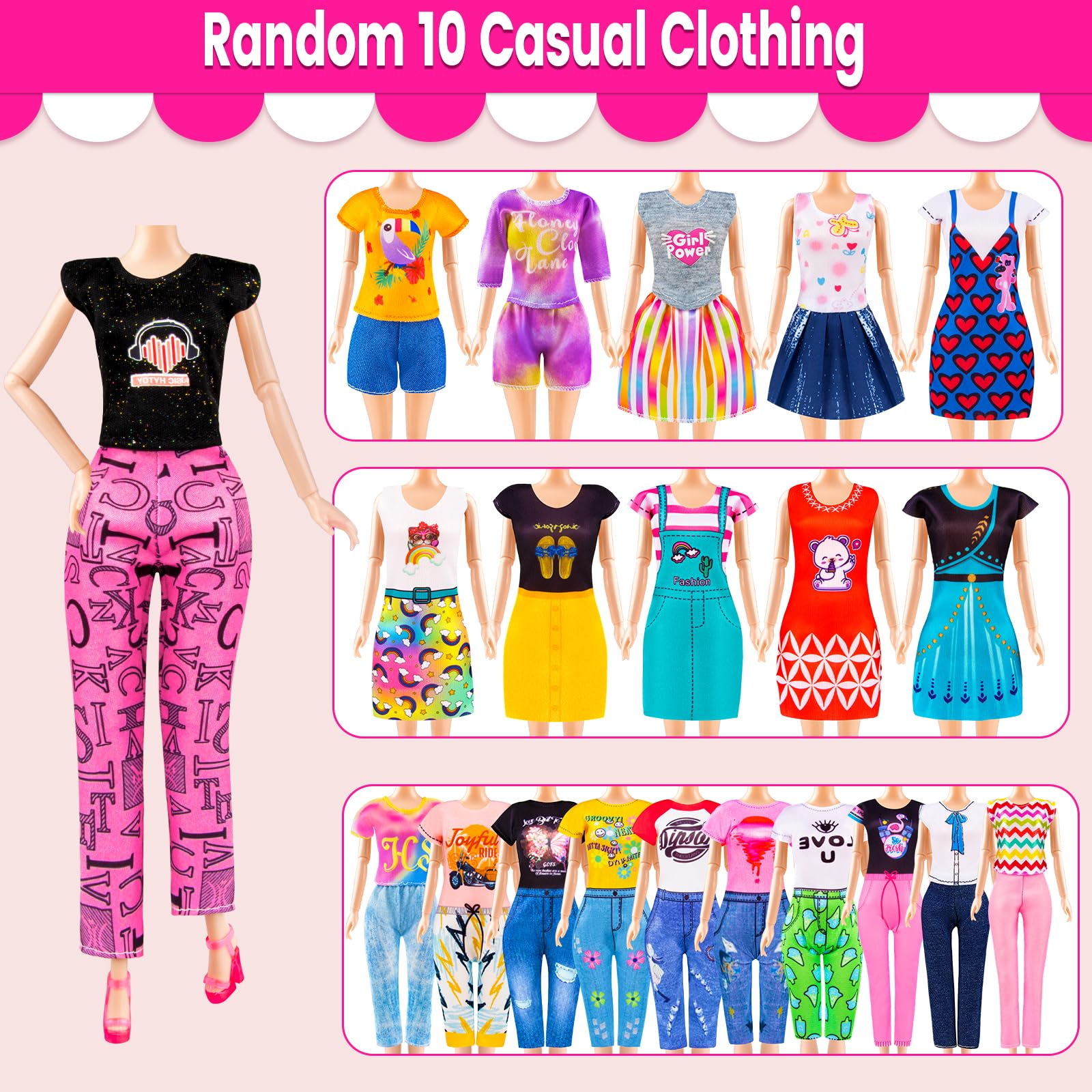 137 Pcs Doll Closet Playset Clothes and Accessories for 11.5 Inch Dolls, Included Princess Dresses,Fashion Dresses,Casual Clothing,Swimsuits,Bags,Shoes,Doll Dress up Toys for Girls Kids Toddlers Gifts