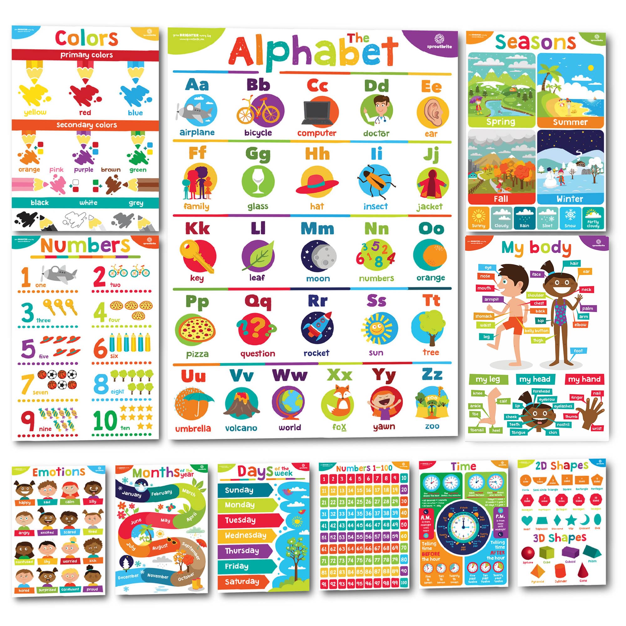 Mua Sproutbrite Educational Posters for Toddlers - Laminated Classroom ...