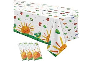 APOWBLS Hungry Theme Caterpillar Party Tablecloth Decorations - Disposable Caterpillar Birthday Table Cover Party Supplies for Birthday Baby Shower - 3 Pack (54in x 108in)
