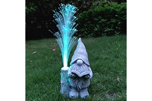 RCTTICUU Gnomes Statue Solar Garden Decor,Resin Gnome Statues and Colour Changing Optical Fiber Solar Lights,Outdoor Decoration for Balcony, Garden, Patio, Yard, Lawn, Gifts for Mom Grandma