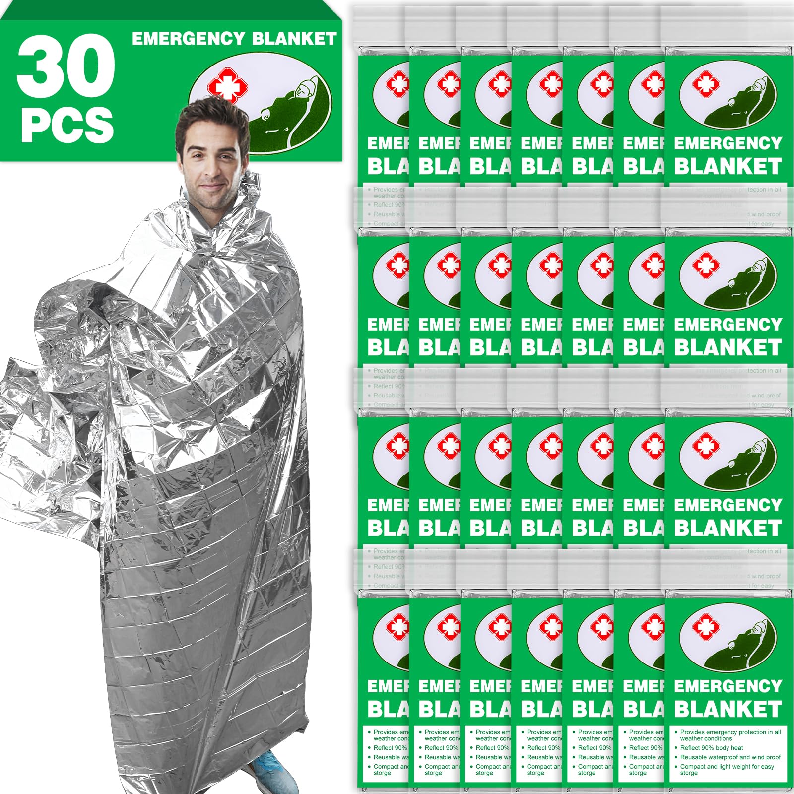 CXYARY 30 Pack Emergency Thermal Blanket