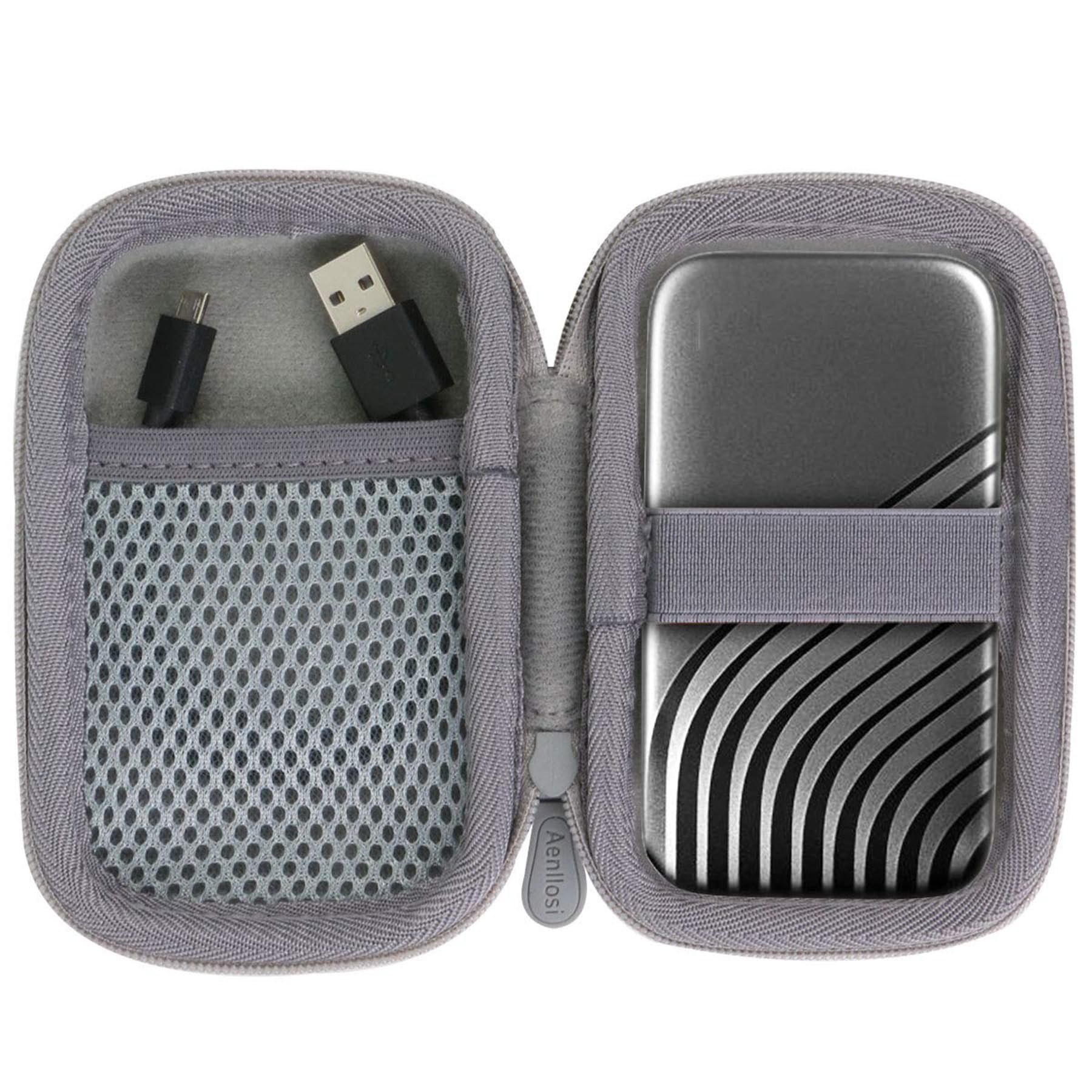 Hard Storage Case for WD My Passport Portable SSD 1TB 2TB 4TB 500GB by Aenllosi (Grey,only case)