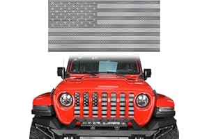 V8 GOD for Jeep Flag Front Grille Grill Mesh Insert Old Glory (Black & White) Compatible with Jeep Wrangler JL & JT Gladiator 2018-2024