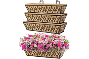 4 Pack 24 Inch Window Boxes Planters for Outdoor Plants Railing Planter Box with Adjustable Brackets for Windowsill Porch Fen