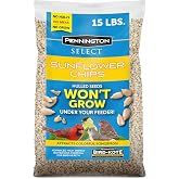 Pennington Select Sunflower Chips 15lb | Bird Seeds for Outside Wild Birds, Enriched with Vitamins and Nutrients, Works in Hopper, Gazebo and Tube Feeders