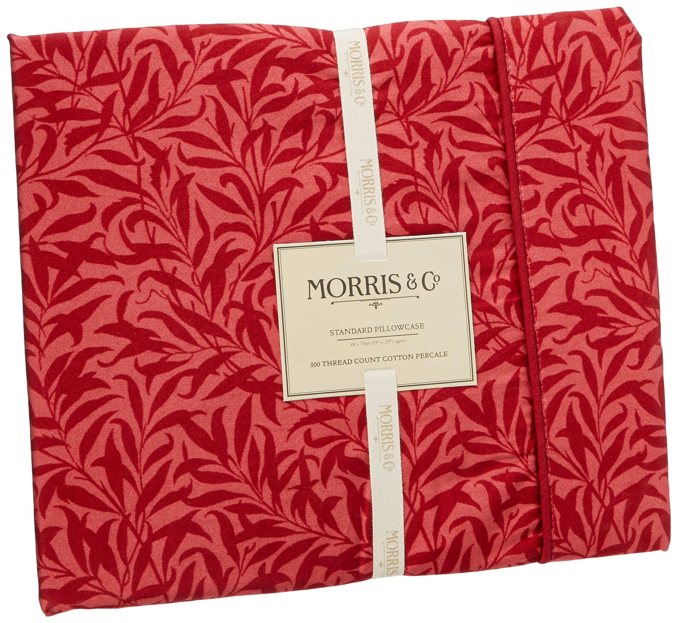 Morris & Co Strawberry Thief Housewife Pillowcase, Percale, Crimson, Single