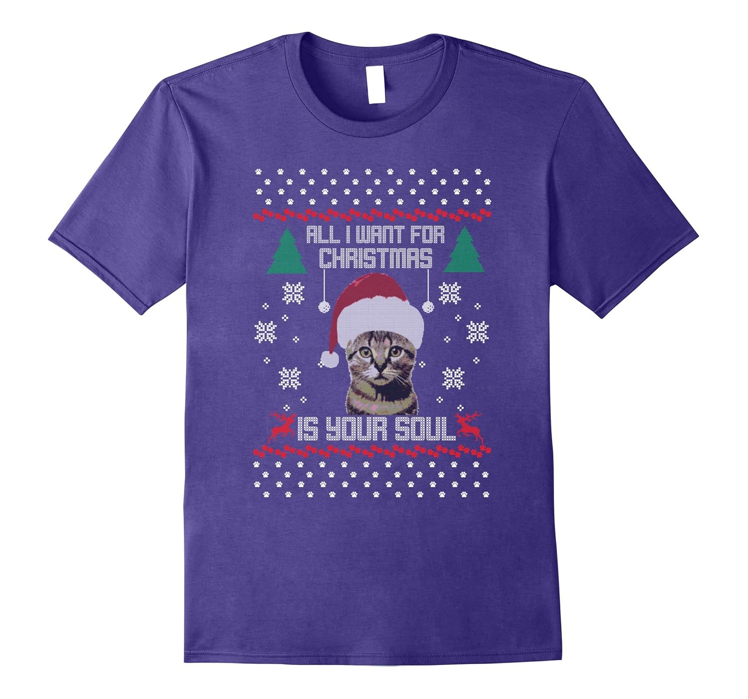 All I Want For Christmas Is Your Soul Funny Cat xmas tshirt-ANZ