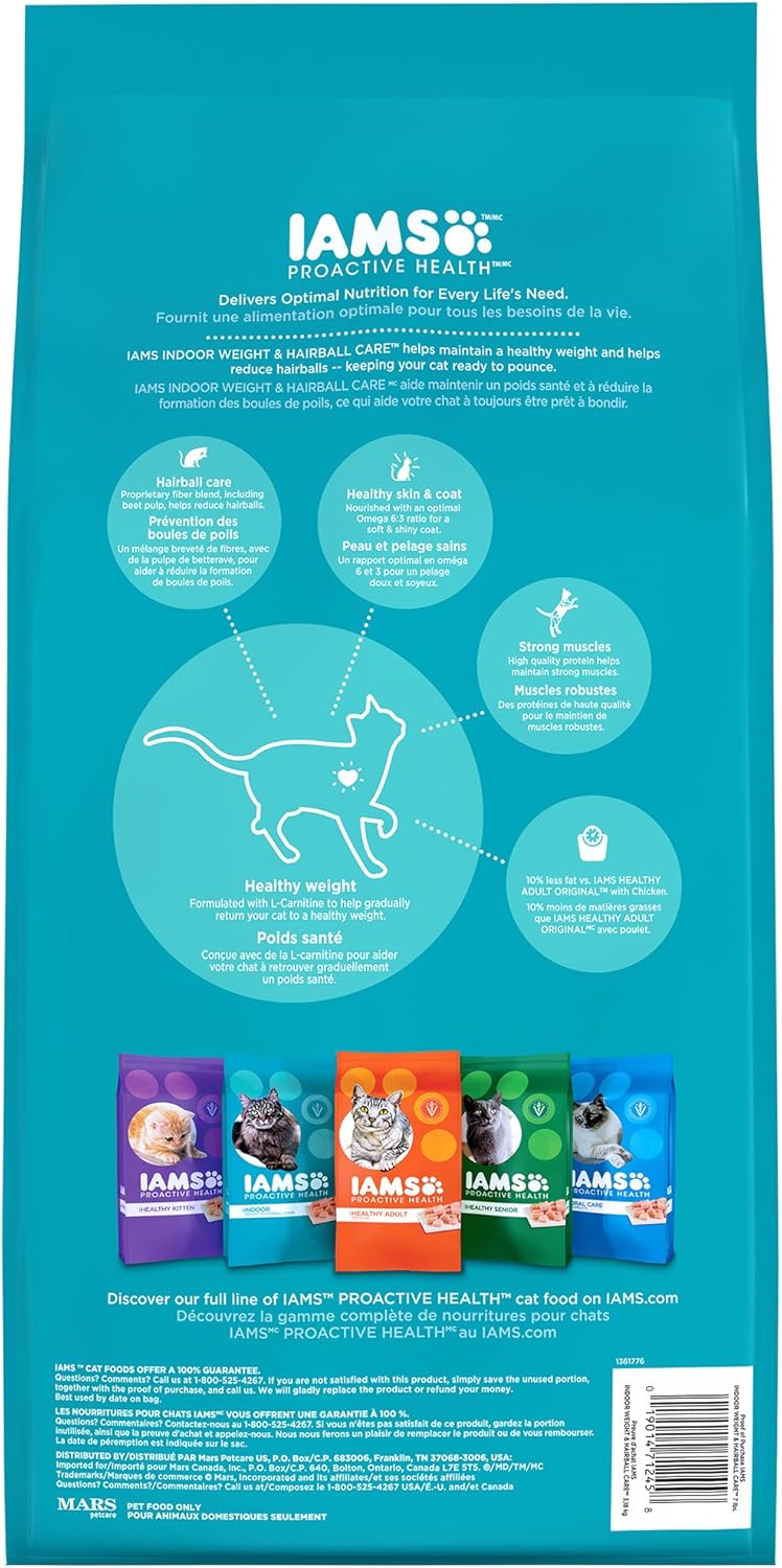 Iams Proactive Health Adult Indoor Weight Hairball Control Dry Cat Food