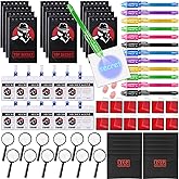 Winrayk Detective Party Favors Spy Birthday Supplies Invisible Ink Pen Top Secret Notebook Secret Agent Name Tag Magnifying Glass Ink Pad Envelope Kids Detective Game Spy Toy Escape Room Party Favors