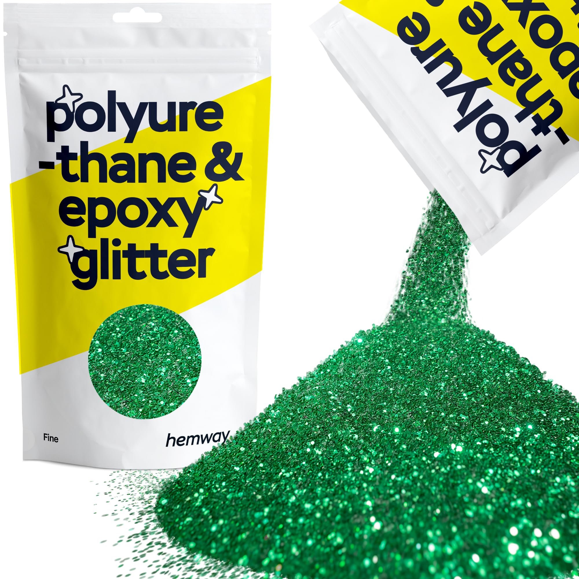 Hemway Resin Glitter Emerald Green 100g Fine | Polyurethane & Epoxy Glitter for Resin Crafts, Tumblers, Coasters, Floor & Table Art