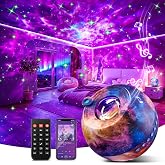 Galaxy Projector Night Light Projector, 15-Color Star Projector for Bedroom | 15 White Noises, 7 Brightness, 4 Speed,Green Star,Bluetooth,Romote,Timer,Teen Boys Gift,Ceiling,Room Decor,Relax,Ocean,Space