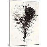 Black And White Rose Canvas Wall Art Grey Floral Roses painting Decor Pictures Modern Abstract Flower Plant Posters Prints for Living Room Bedroom office corridor bathroom Decoration