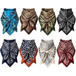 Bijiase 8 Pcs Wild Rags for Men 35 Inch Western Cowboy Bandana