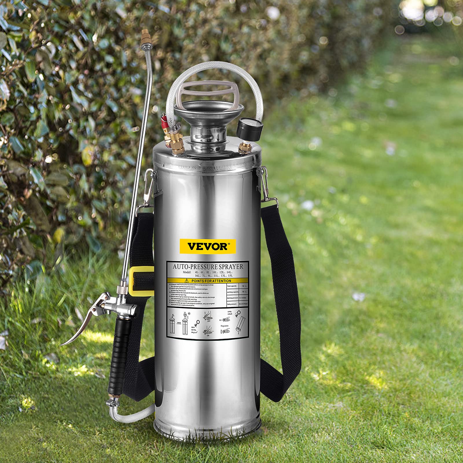 Photo 1 of ****Partial set****
Happybuy 3 Gallon Stainless Steel Sprayer, 20" Wand & 3FT Reinforced Hose, Hand Pump Sprayer with Pressure Gauge, Safety Valve & Adjustable Nozzle, Weed Sprayers for Lawn, Gardening & Sanitizing