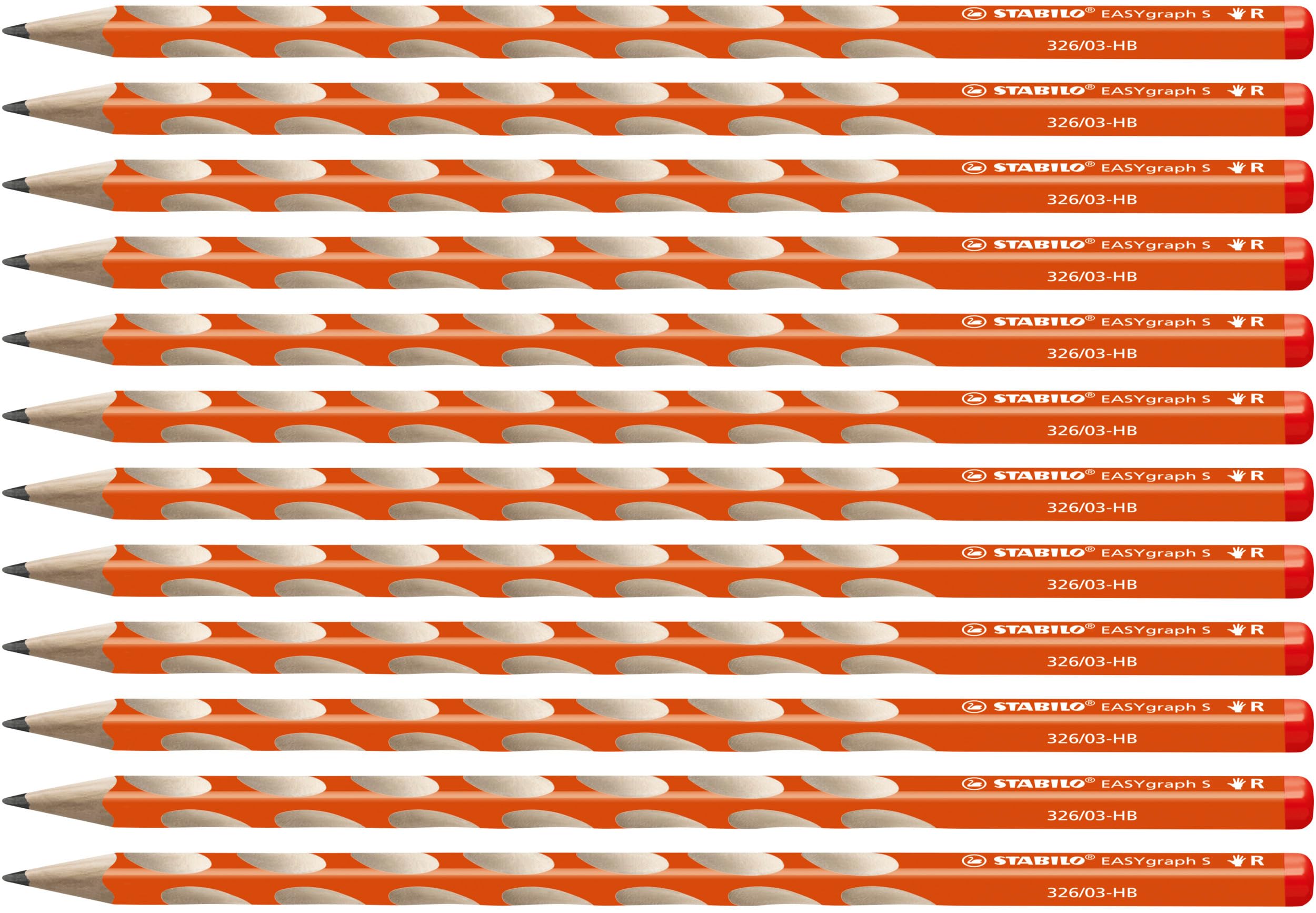 Handwriting Pencil - STABILO EASYgraph S - Right Handed - Orange - Box of 12 - HB