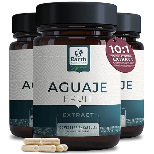 Earth Botanic Organic Aguaje Fruit Extract Powder- 120 Veg Capsules 1000mg - Moriche Palm Fruit from Peru (Buriti in Brazil) Supports Curvey Butt Shape- 60 Days Supply