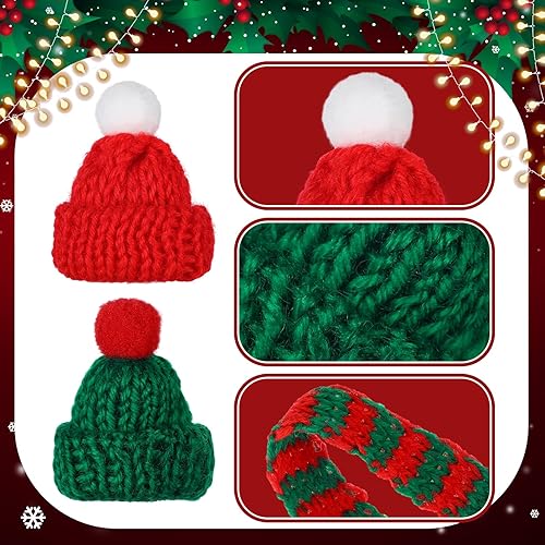 24 Pcs Mini Knit Hat Mini Christmas Scarf Set Tiny Santa Hats for Crafts  Small Christmas Tree Ornaments Decora