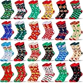 MGparty 24 Pairs Christmas Socks for Women Holiday Crew Socks Bulk Funny Novelty Winter Xmas Gift Socks for Adults Stocking Stuffers