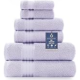 COZYART Lavender Luxury Bath Towel Set, Turkish Cotton Hotel Towel Bulk for Bathroom, Thick Bathroom Sets of 6 Pcs with 2 Large Bath Towels, 2 Hand Towels, 2 Washcloths, 650 GSM.