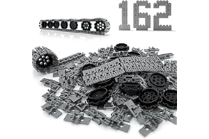162PCS Technical Tank Track & Wheel Set Treads Chain Links Tank Robot Sleigh Car Motorcycle Toy Accessories Compatible with l