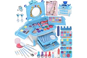 MOZOK Kids Makeup Kit for Girl, Washable Makeup Set Toy with Real Cosmetic Case for Little Girls, Pretend Play Makeup Beauty Set Birthday Make Up Toys for Age 3 4 5 6 7 8 9 10 11 12 Years Old Girl Gifts
