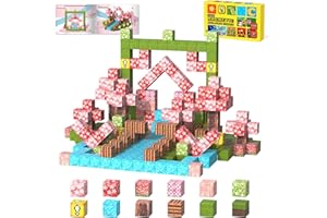 tinytrek Magnetic Blocks-120PCS Magnets Cubes, Cherry Blossom Magnetic Building Blocks Toddler Toys for Age 3-4 5-7 6-8,STEM Sensory Toys Birthday Gifts for 3+ Years Old Boys & Girls